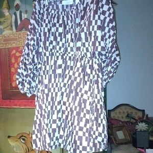 The Fifth Label Brown and White Checkered Revival Dress